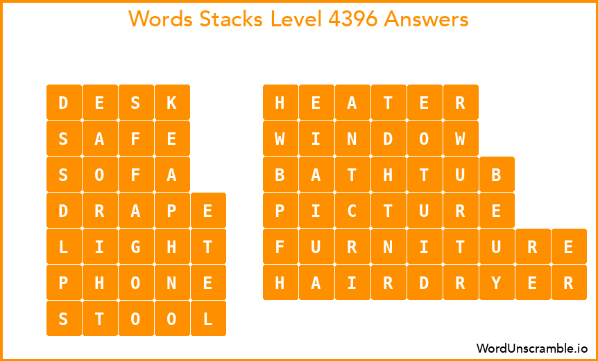 Word Stacks Level 4396 Answers