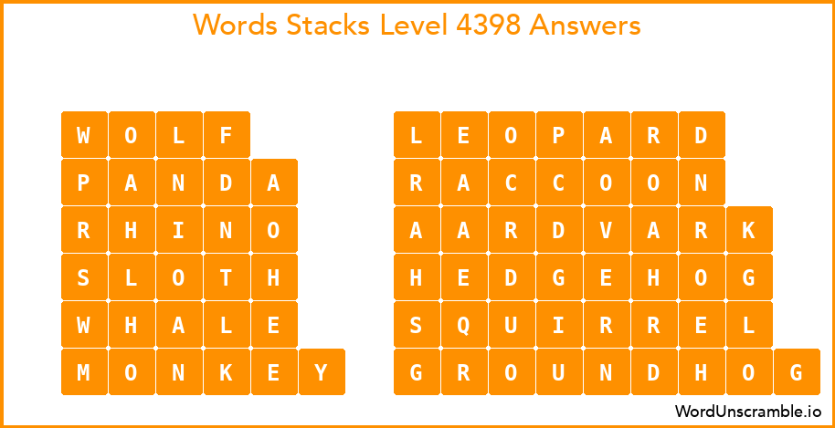 Word Stacks Level 4398 Answers
