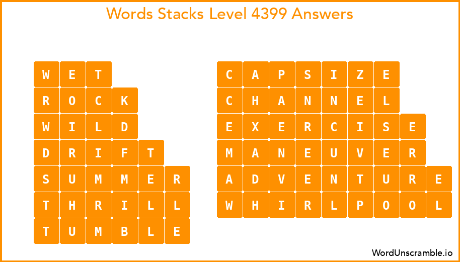 Word Stacks Level 4399 Answers