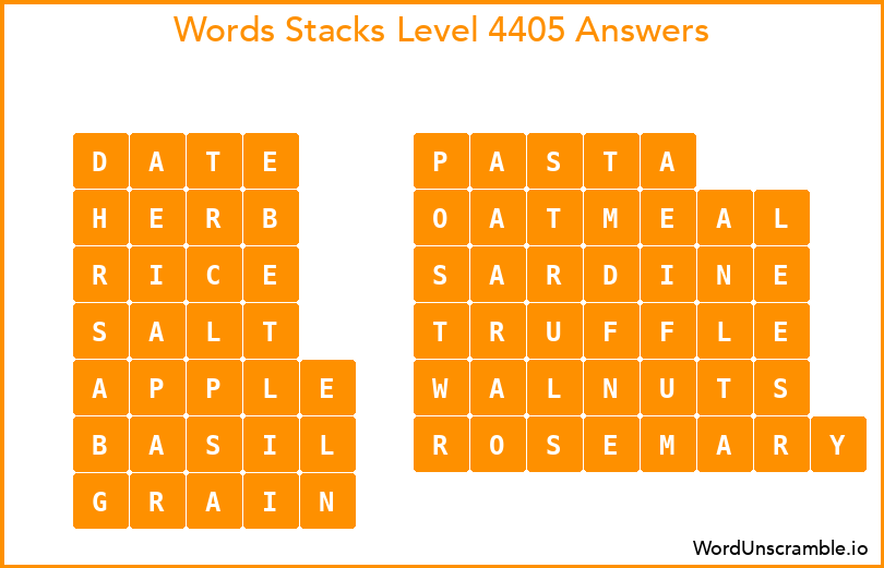Word Stacks Level 4405 Answers