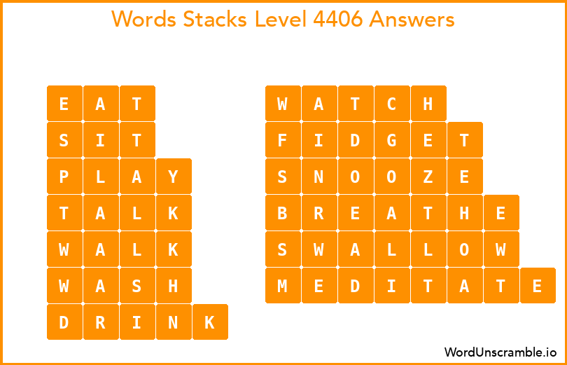 Word Stacks Level 4406 Answers