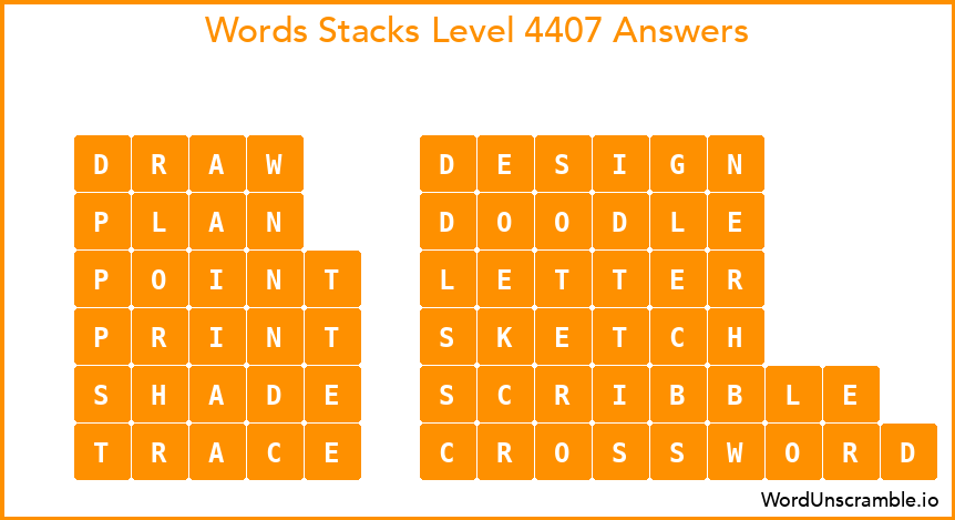 Word Stacks Level 4407 Answers