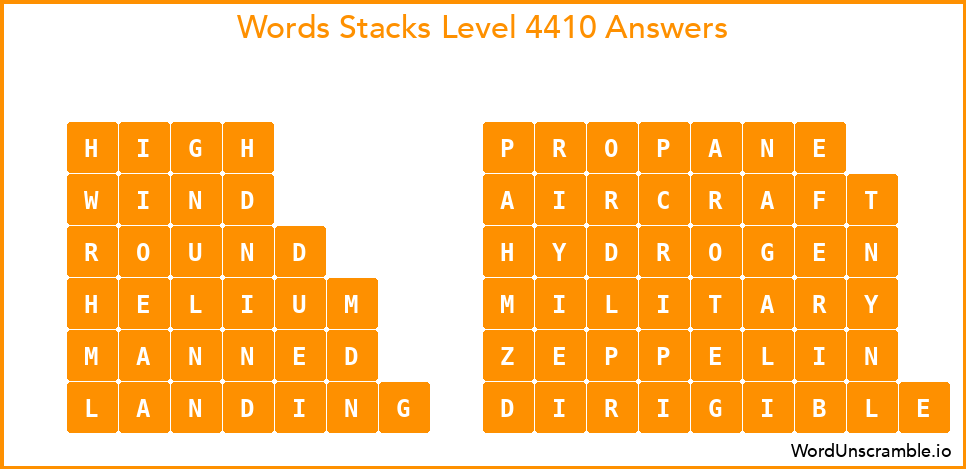 Word Stacks Level 4410 Answers