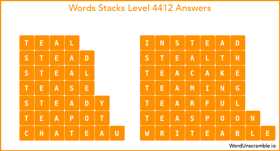 Word Stacks Level 4412 Answers