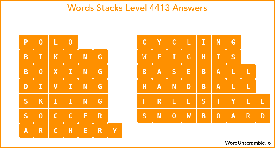 Word Stacks Level 4413 Answers
