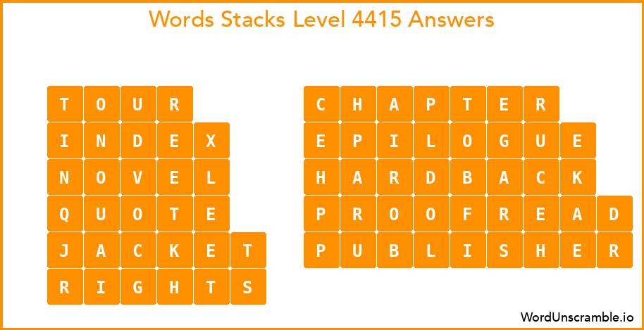 Word Stacks Level 4415 Answers