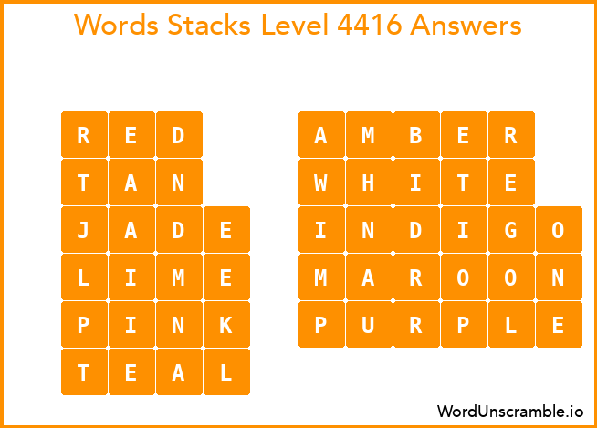 Word Stacks Level 4416 Answers