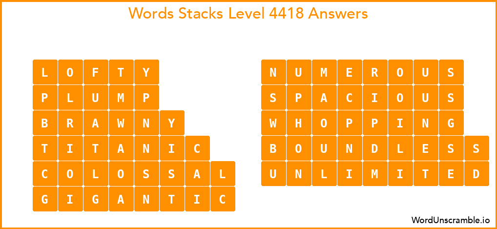 Word Stacks Level 4418 Answers