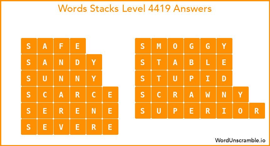 Word Stacks Level 4419 Answers