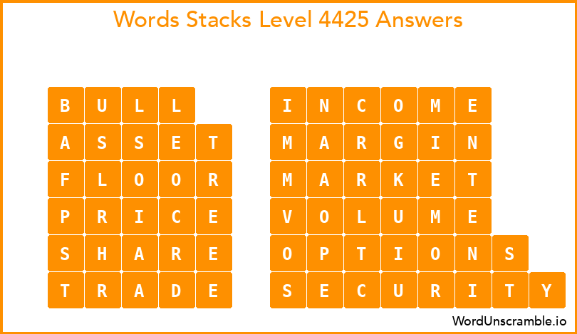 Word Stacks Level 4425 Answers
