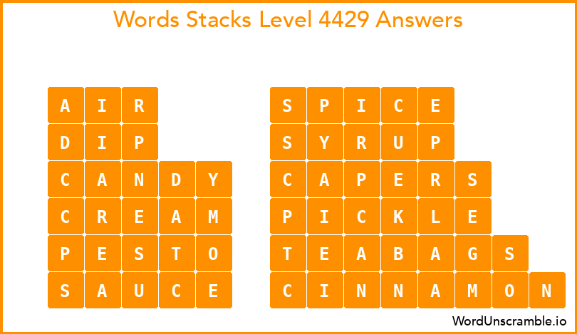 Word Stacks Level 4429 Answers
