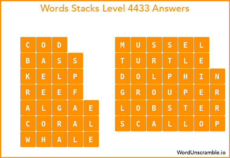 Word Stacks Level 4433 Answers