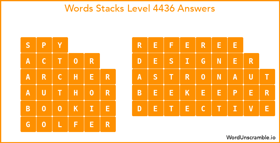 Word Stacks Level 4436 Answers