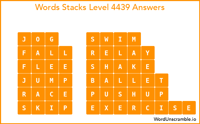 Word Stacks Level 4439 Answers