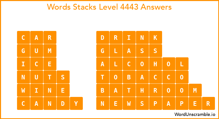 Word Stacks Level 4443 Answers