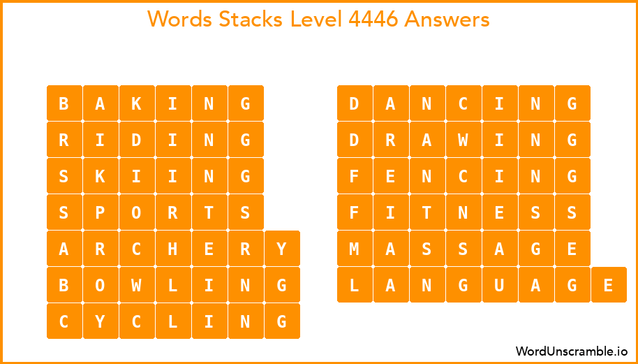 Word Stacks Level 4446 Answers