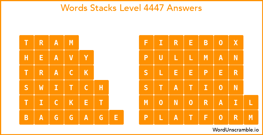 Word Stacks Level 4447 Answers