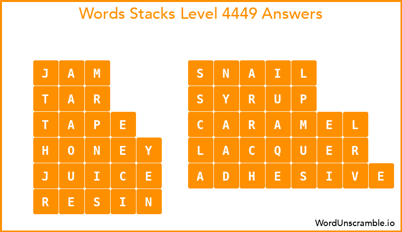 Word Stacks Level 4449 Answers