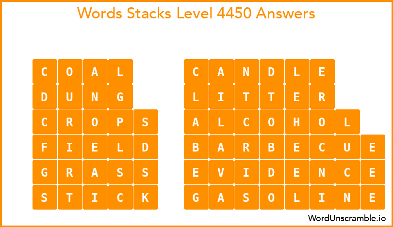 Word Stacks Level 4450 Answers