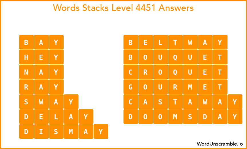 Word Stacks Level 4451 Answers