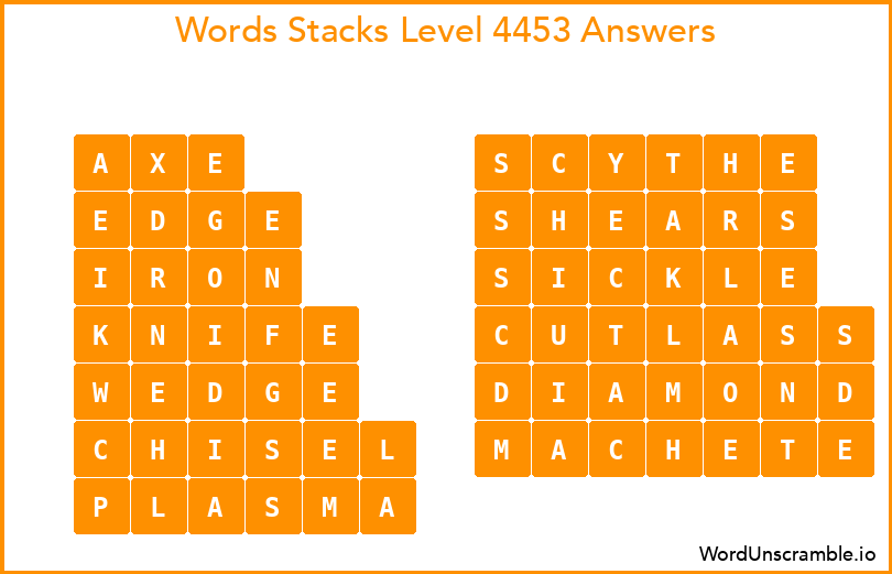 Word Stacks Level 4453 Answers