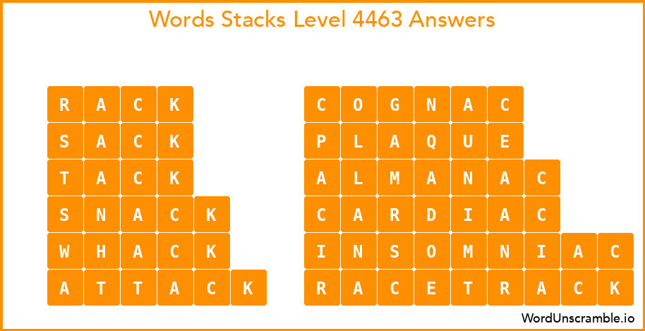 Word Stacks Level 4463 Answers