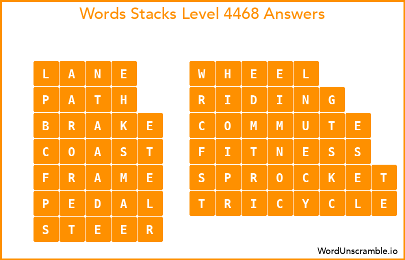 Word Stacks Level 4468 Answers