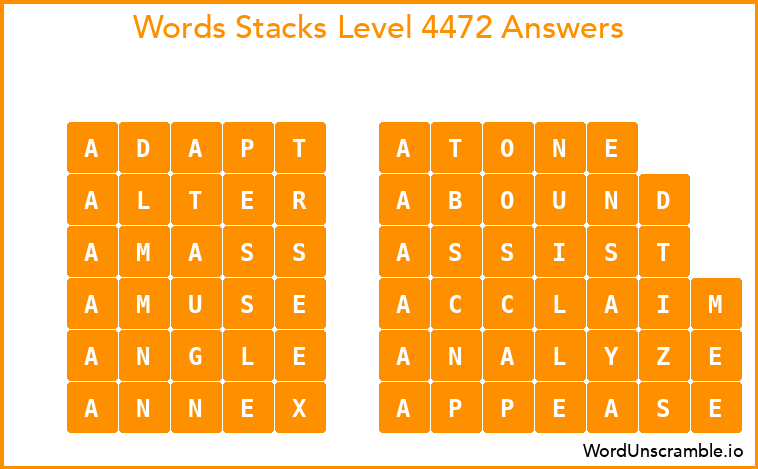 Word Stacks Level 4472 Answers