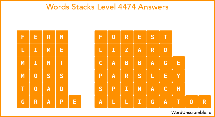 Word Stacks Level 4474 Answers