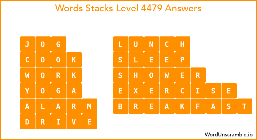 Word Stacks Level 4479 Answers