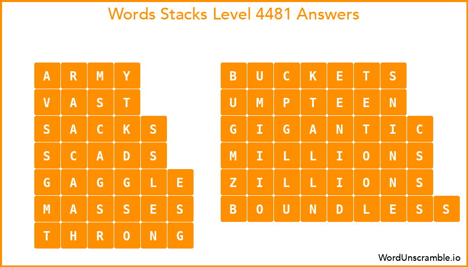 Word Stacks Level 4481 Answers