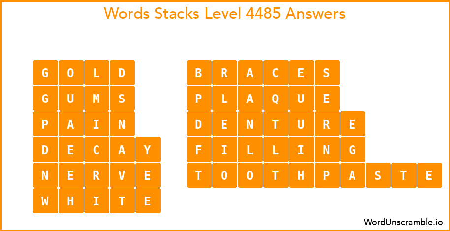 Word Stacks Level 4485 Answers