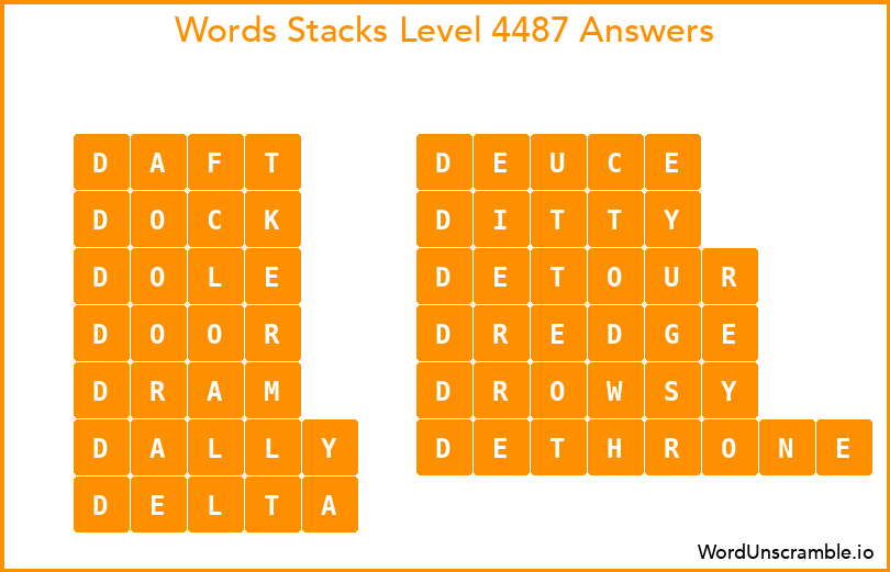 Word Stacks Level 4487 Answers