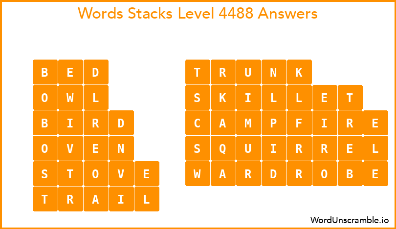 Word Stacks Level 4488 Answers