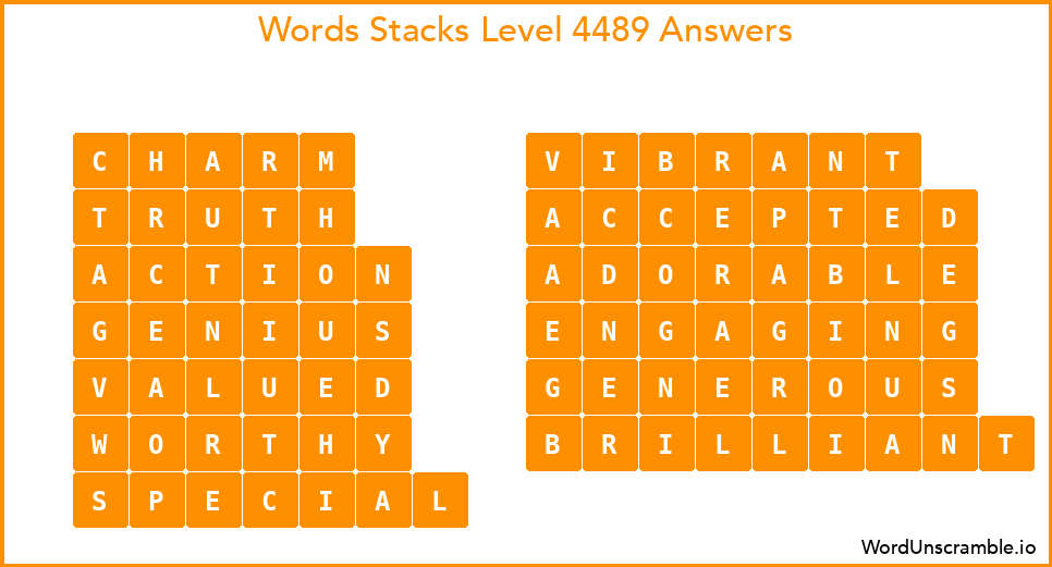 Word Stacks Level 4489 Answers