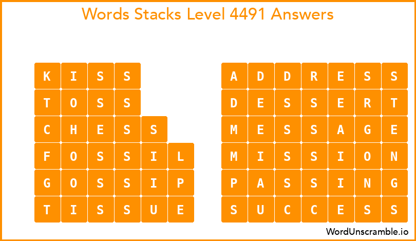 Word Stacks Level 4491 Answers