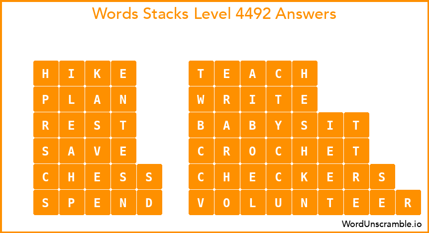 Word Stacks Level 4492 Answers