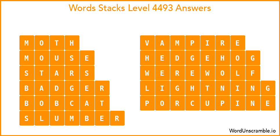 Word Stacks Level 4493 Answers