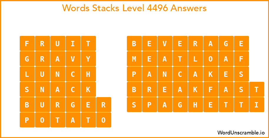 Word Stacks Level 4496 Answers