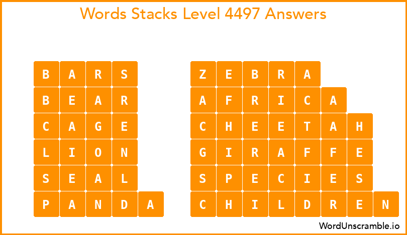 Word Stacks Level 4497 Answers