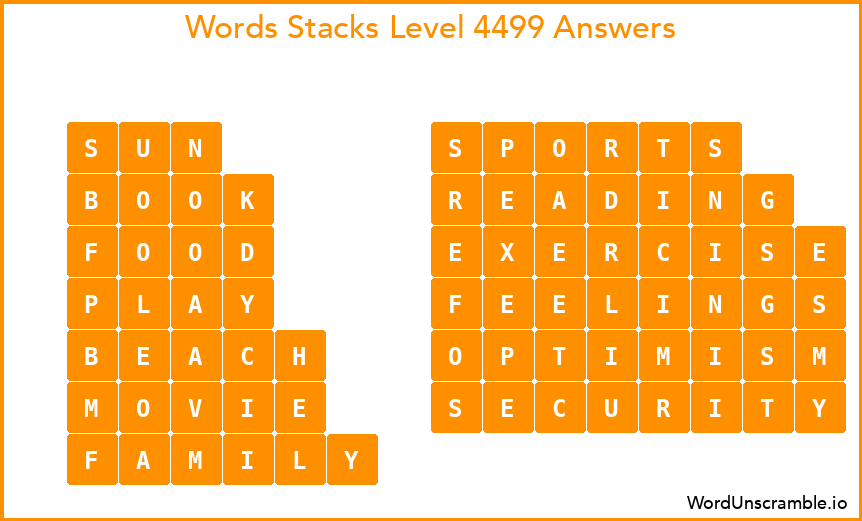 Word Stacks Level 4499 Answers
