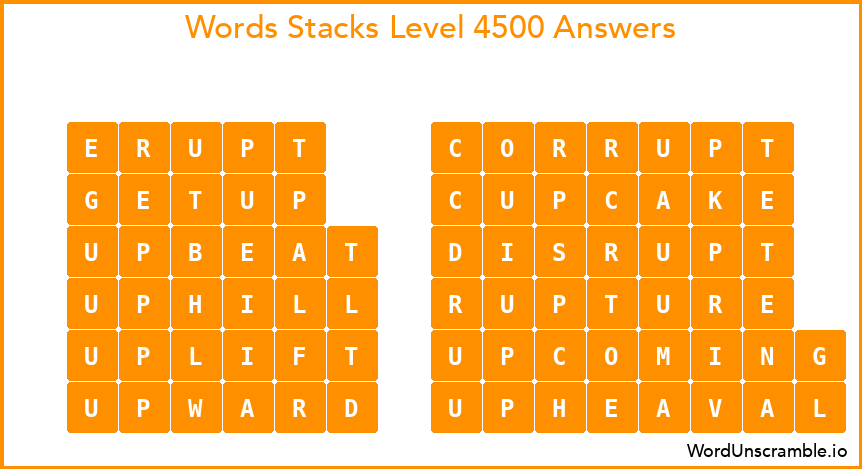 Word Stacks Level 4500 Answers