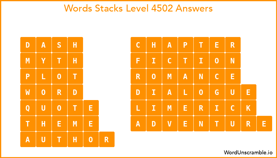 Word Stacks Level 4502 Answers