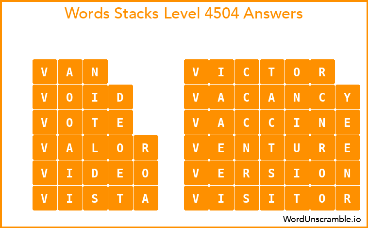 Word Stacks Level 4504 Answers