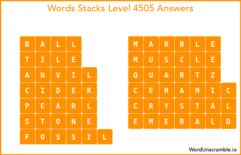 Word Stacks Level 4505 Answers