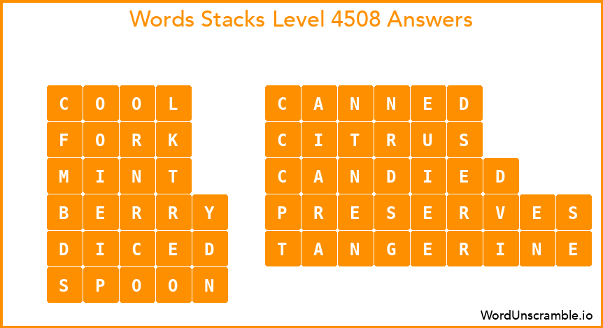 Word Stacks Level 4508 Answers