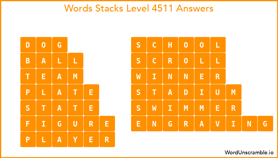 Word Stacks Level 4511 Answers