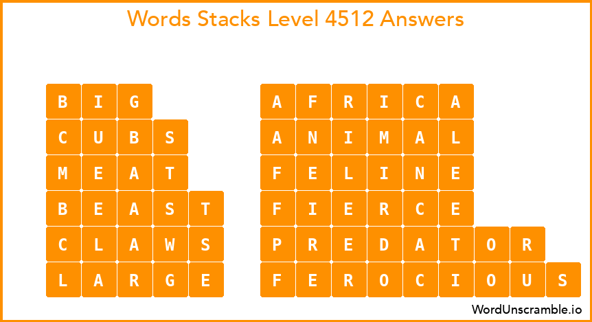 Word Stacks Level 4512 Answers