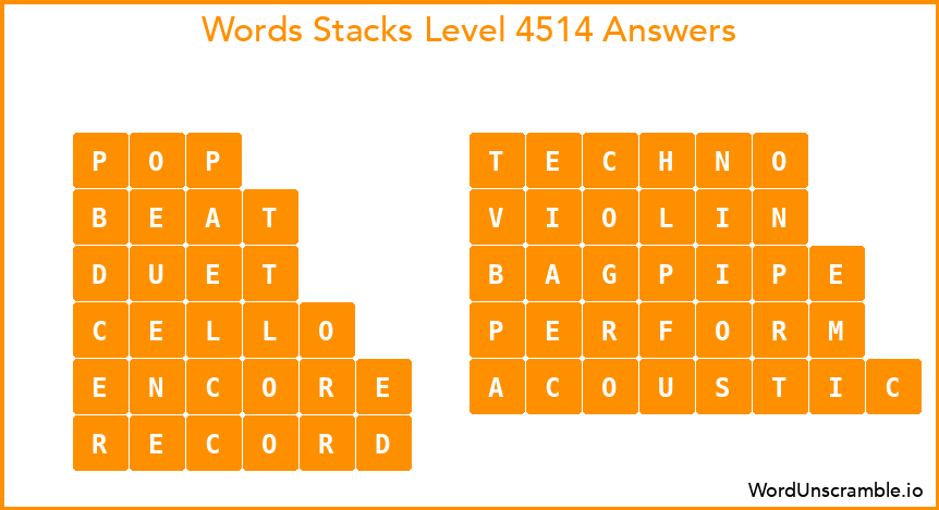 Word Stacks Level 4514 Answers