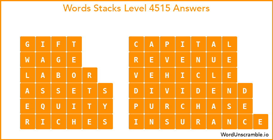 Word Stacks Level 4515 Answers